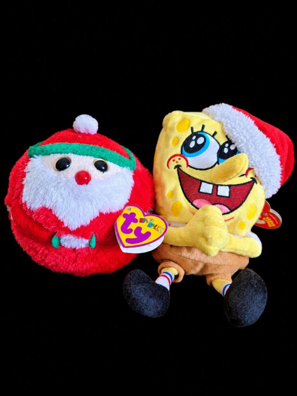 Christmas Beanie Ballz (Kringle) + Beanie Baby (SpongeBob JollyElf) (With Tags)